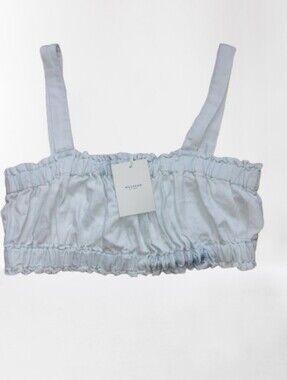 NWT Weekend Los Angeles Light Denim Smocked Crop Top XL